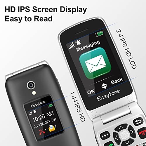 EasyFone Prime-A1 Pro 4G כפתור גדול טלפון סלולרי של קשישים | קל לשימוש | צליל ברור | כפתור SOS w/GPS | הסוללה